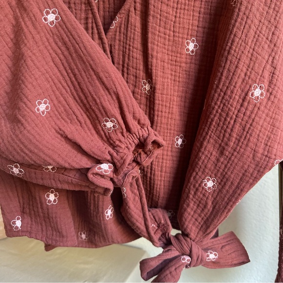 Madewell Red Lightspun Maira Longsleeve Wrap Top - Picture 5 of 7
